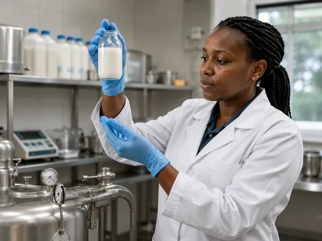 Quality technician inspecting a milk sample