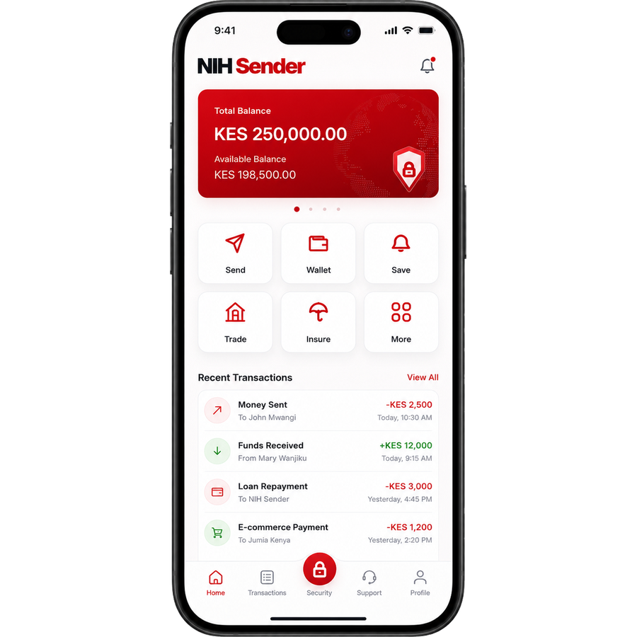 NIH Sender mobile app interface
